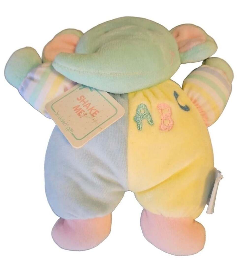Eden Elephant ABC Plush Lovey Pastel Colors Rattle Toy 7” Vintage Stuffed Animal